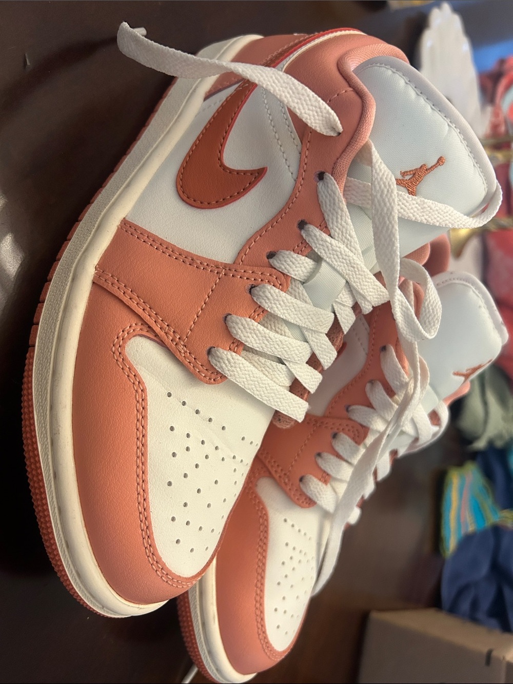 Air Jordan 1 Low White & Coral Pink Sneakers
